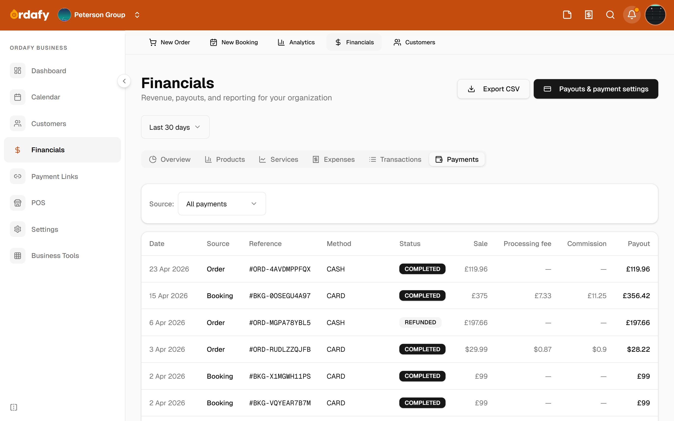 Payments and financials