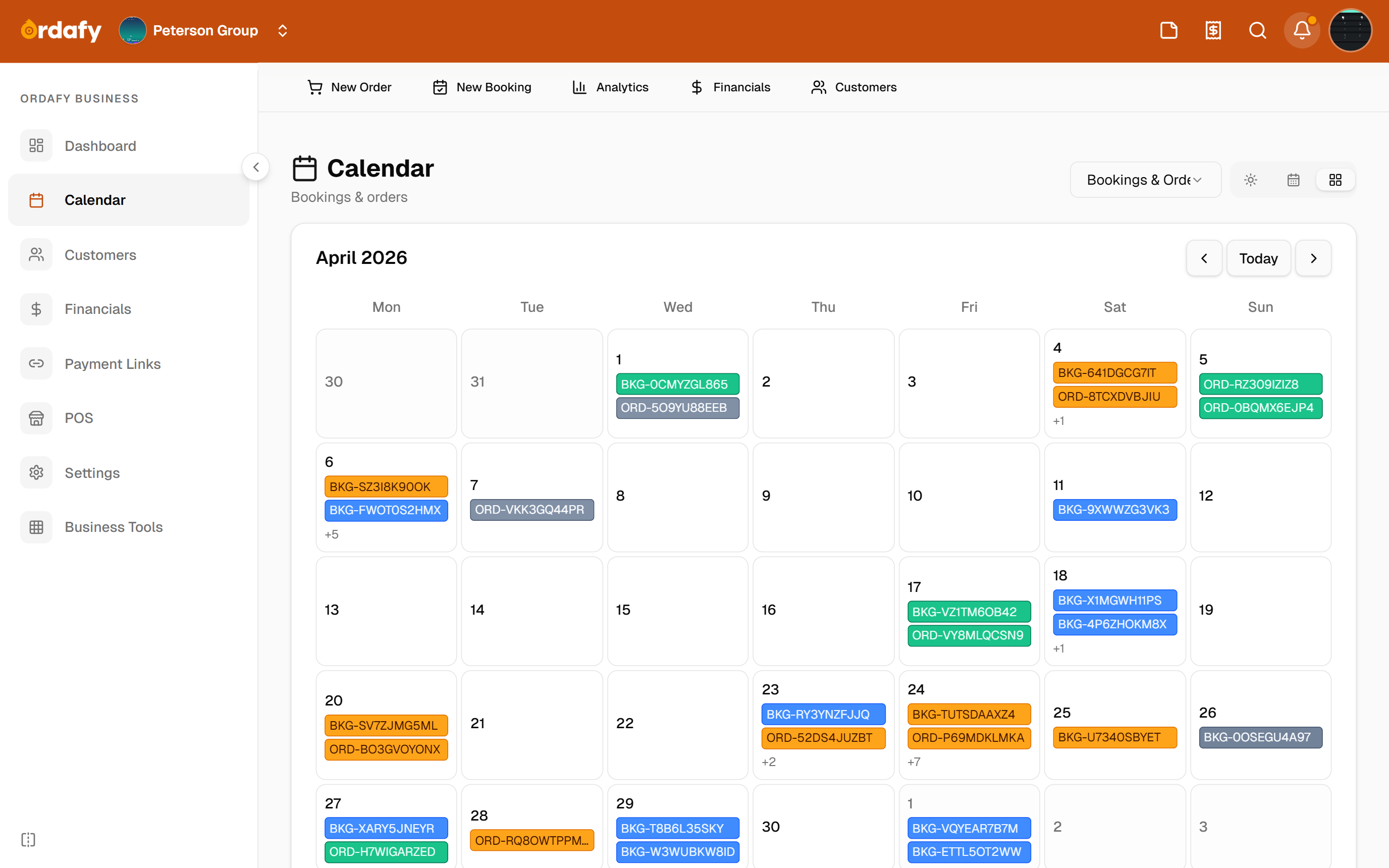 Service booking and calendar